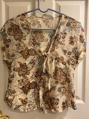 Vintage Silk Lined Tie-Front Women’s Top Petite Sophisticate EUC